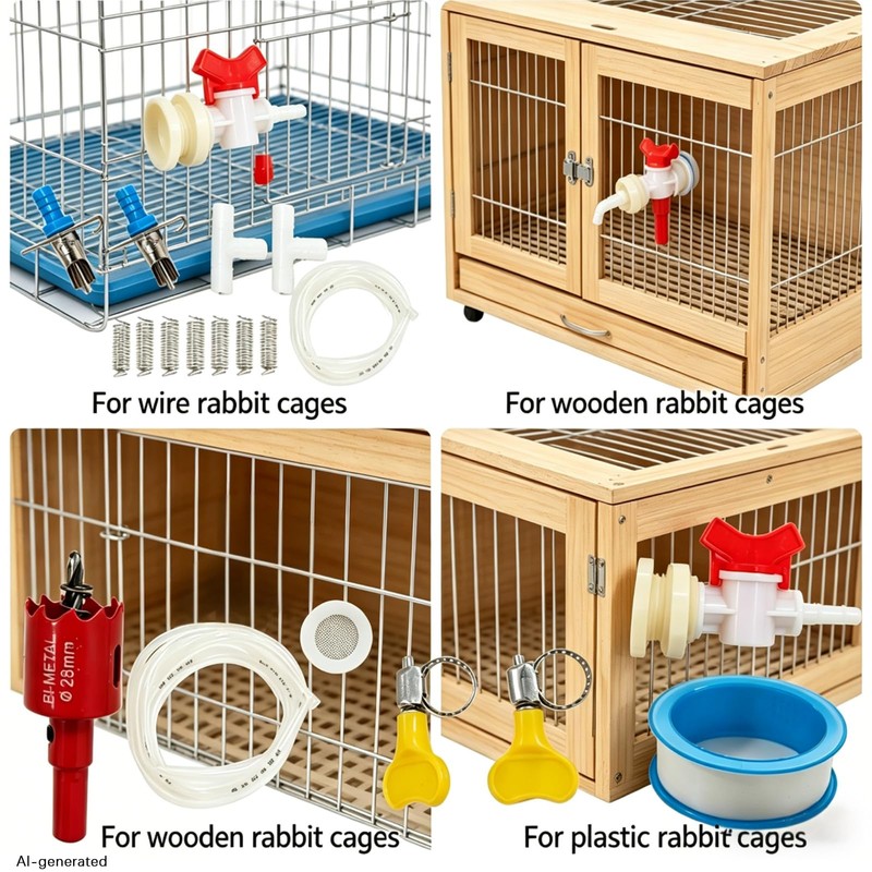 Rabbit Drinking Water System Kit - Includes 12 Plastic Pacifiers,