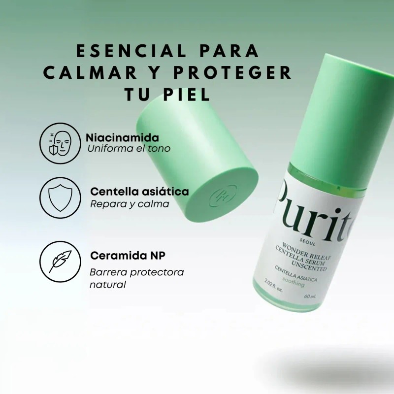 Purito Seoul Wonder Releaf Centella Serum Unscented Mixta Día/noche