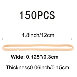 Foshine Rubber Bands 150Pcs Beige 4.8inch/12cm Big Wide 0.125inch/0.3cm Elastic Rubber Band Long For Office Supplies File Folders Box (4 4/5" x 1/8")