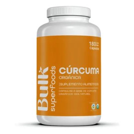 Suplemento Cúrcuma Orgánica 180 cápsulas de 500 mg 100% Natural Sin Gluten Apto Keto Bulk Superfoods