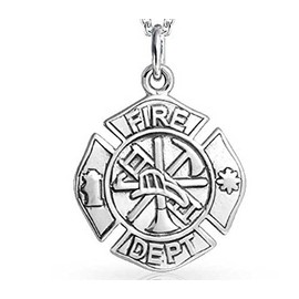 New Silver Firefighter Cross Necklace Maltese Cross 22" Ball Chain Mens Necklace Unisex Gift