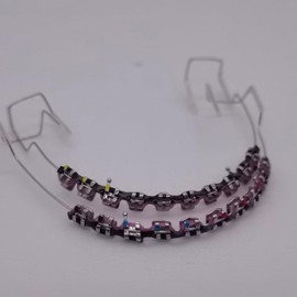 Funny and Fashion Fake Braces Kit With Two Color Teeth Braces Power Chain - Easy Stall For Orthodontist Dental Student Practice (No61-Black&Purple)