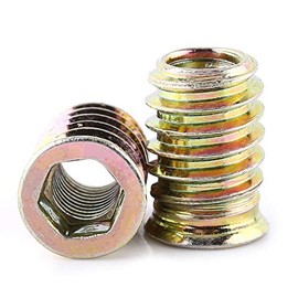 Threaded Insert Nuts, Hexagonal Hex Socket Screw Nuts Made of Galvanised Carbon Steel for Wooden Furniture (M8 x 20 mm)