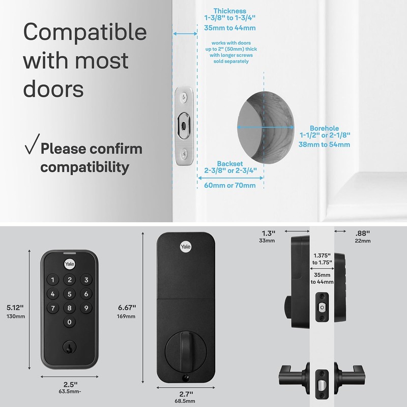 Yale Black Code Keypad Deadbolt Front Door Lock for Keyless
