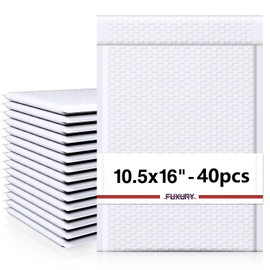 Fuxury White Bubble Mailers 10.5x16" 40 Pack,Padded Envelopes Self Seal Bubble Mailer Waterproof Padded Mailer Bubble Envelopes Cushioning Bubble Shipping Mailer for Clothing, Packaging&Small Business