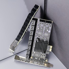GLOTRENDS SA3120J 20 Ports PCIe SATA Expansion Card, Including SATA Cables and 1:5 SATA Splitter Power Cable, Compatible with Windows,Linux,Mac OS,NAS