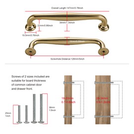 TUNNY 10 Pack Cabinet Handles-5"/128mm Screw Spacing Champagne Bronze Furniture Hardware Handles for Kitchen Cabinets Bedroom Dresser Wardrobe Cabinet Pulls