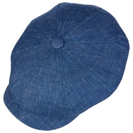 Stetson Hatteras Pandico Flat Cap - Two-Tone Hat Made of 100% Linen - Summer Hat with Pinstripes - Made in the EU - Men - Spring/Summer, blue-white