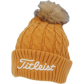 Titleist Cable Knit Pom Pom Beanie (Marigold/White, One Size) Golf Hat 2023