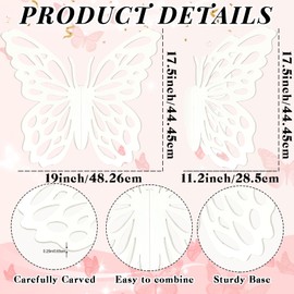 MASTRON Wooden Butterfly Props - 3D Butterfly Shape Slices Craft Standing Wings Cutout Backdrop Decoration for Birthday, Baby Shower, Wedding Party (White)