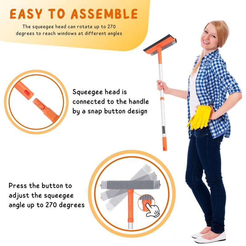 Window Squeegee for Home, Car Windshield Cleaner Tool with Extension