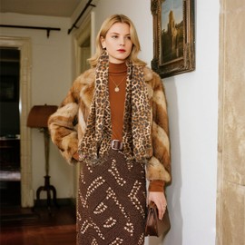 CaySep Women Leopard Print Scarf - Print Florals Shawl Warm Long Lightweight Sunscreen Scarf (75×23.5inches)