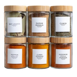 312 South Asian & Indian Spice Labels for Spice Jars including Best by Labels for Storage Organization & Kitchen Pantry- South Asia Spice Collection (White, Square)
