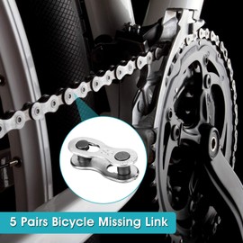 5 Pairs Bicycle Missing Link,9 Speed Bike Chain Link 9 Speed Master Link Quick Link KMC Missing Link Chain Link Connector Road Mountain Bicycle for 6, 7, 8, 9, 10 Speeds Chain (9 Speed)