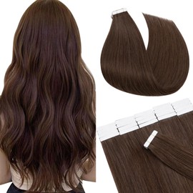 SEGO Tape in Hair Extensions Human Hair 18 Inch 100g 40pcs Natural Straight 100% Remy Rooted Seamless Skin Weft Invisible Double Sided Tape Hair for Women-Medium Brown