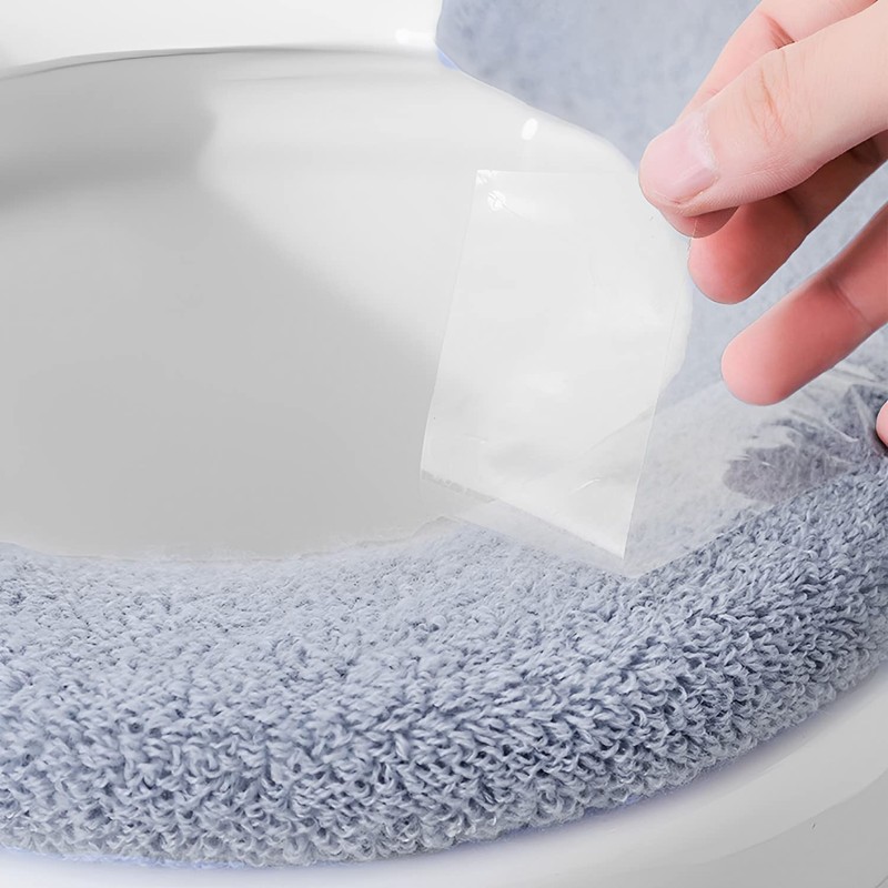 Bathroom Soft Thicker Warmer Stretchable Washable Cloth Toilet Seat Cover