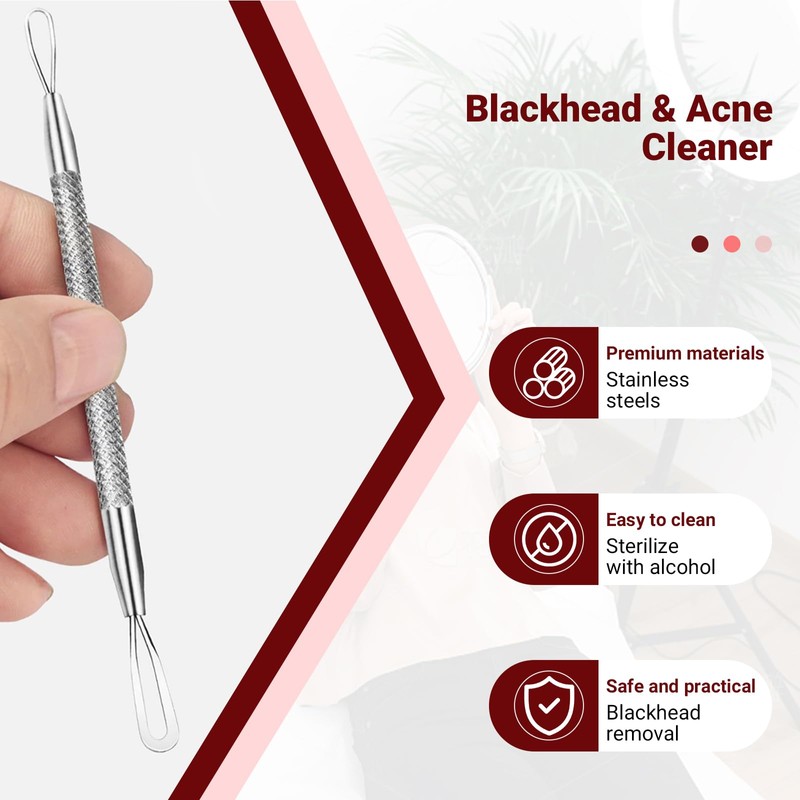 Debbery 2Pcs Blackhead Remover Tool, Threaded Non Slip Design, Stainless