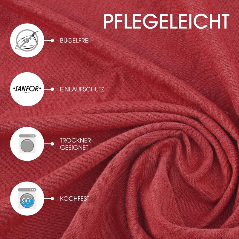 CelinaTex Lucina Fitted Sheet Cotton 2er-Set 90x200-100x200 cm ruby red