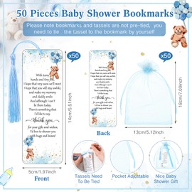 Geyoga 50 Sets Baby Shower Bookmark Favors 50 Baby Shower Pen It's a Boy Ballpoint Pen 50 Baby Shower Bookmarks and Organza Bags Baby Shower Favors for Guests Prizes Girl Boy Gender Reveal
