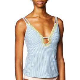 Lucky Brand Traje de baño Tankini estándar con Abertura Frontal para Mujer, Azul/Santa Margarita, S