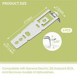 Dishwasher Mounting Bracket Kit Compatible with GE, Hotpoint, RCA Rust-Resistant Replacement, Heavy Duty Stainless Steel, 4 Pcs