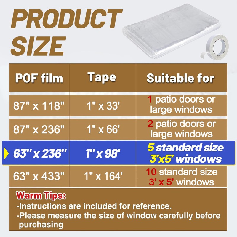 Apipi Thicken Window Insulation for Winter - Fits 5 Windows