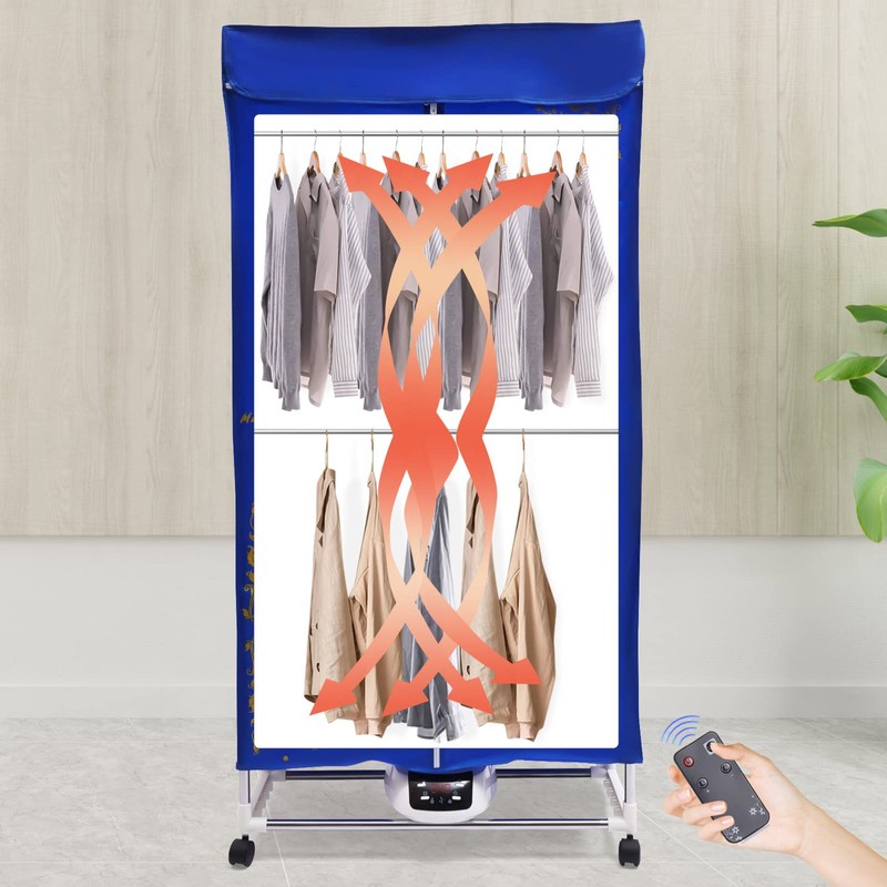 2-Tier Portable Dryer,Clothes Dryer Travel Mini 1200-1500W Dryer Machine,66.14lbs Capacity