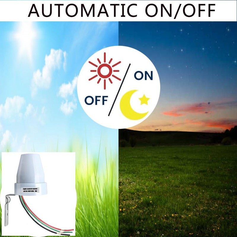 Meskliu Photocell Light Sensor,10A AC110-240V Dusk to Dawn Outdoor Photoelectric
