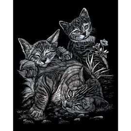 Pracht Creatives Hobby Royal & Langnickel - Scratch Pictures Set Pets, Silver, 6 Pictures, Horse, Dog Puppies etc., Scratch Pictures for Children and Adults, with 2 Scratch Pens and Templates