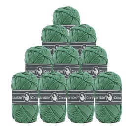 10x50g Strickgarn Häkelgarn Durable Coral Uni 90 Farben Baumwollgarn Sommergarn Farbwahl, Farbe:2133 patinagrün