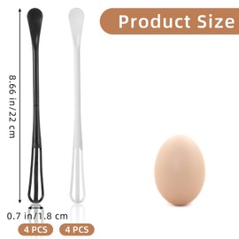 Pack of 8 Mini Whisks, Plastic Whisks Small with Mini Spoon, 2 in 1 Multifunctional Whisk Kitchen, Multifunctional Kitchen Whisk for Mixing, Stirring, Beating, Foaming Foam Stirring