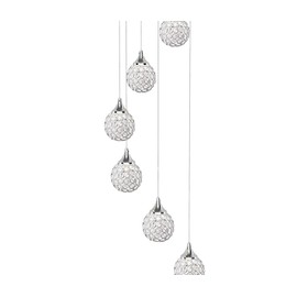 Tawson Panta Modern 7-Light Pendant Ceiling Light Fixture, Integrated Led and Premium Crystal Glass, for Kitchen Island, Hallway, Entryway, Passway, Dining Room, Bedroom, Balcony Living Room