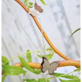 Kim Johanson Women's Jewellery Set Butterfly Stainless Steel in Silver Necklace with Pendant and Earrings Including Jewellery Case, Stainless Steel