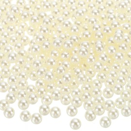 PATIKIL 2400 Pieces Vase Fillers Pearls, 6 mm Vase Filler Pearl Bead Vase Centerpieces Floating Pearl Bead No Hole for Vase Decoration, Cream
