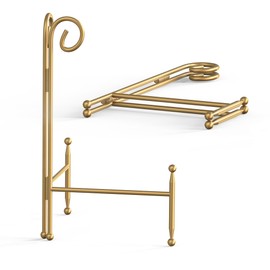 HEMYLU - Soporte de exhibición para placas, soporte de metal plegable para mesa, soporte de caballete decorativo para marcos de fotos, fotos, tarjetas de boda, carteles de letreros, cavas, 6 pulgadas