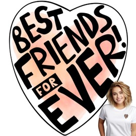 Best Friends Forever Iron on Transfer, Friends Decal for Shirts Hoodies and DIY Crafts, Small 3x3 Inch Patch, Matching Friendship