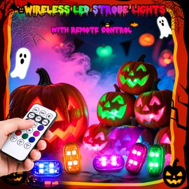 6PCS Wireless LED Lights for Car with Remote Control, Halloween Wireless LED Strobe Lights 8 Colors USB Charing IP65 Waterproof Anti-Collision Warning Light for Car Interior Truck Drone Aircraft Bike