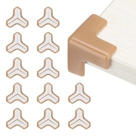 uxcell Corner Protectors, 12 Pcs Table Corner Protectors, Furniture Corner Guard and Edges Safety Bumpers for Table Edges and Sharp Corners (T-Shaped, Brown)