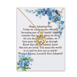 UJIMS Adoption Gift Adoption Triad Symbol Bracelets Gotcha Day Jewelry Adoption Heart Pendant Necklace for Stepmom (goldNecklaceCard)