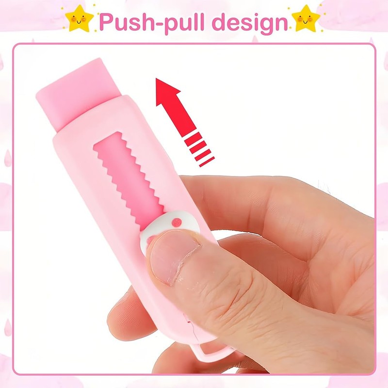 Pack of 2 Retractable Erasers - Meow, Eraser for Pencils
