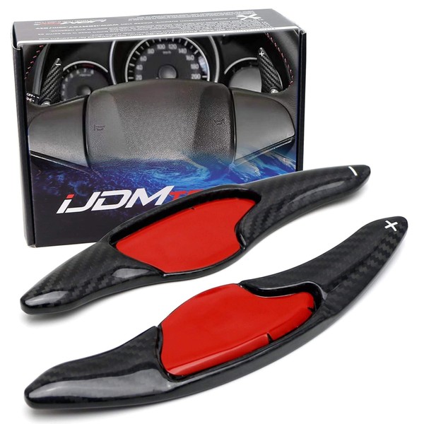 iJDMTOY High Gloss Black Genuine Carbon Fiber Larger Paddle Shifter