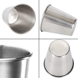 Spldsun Pack of 8 Stainless Steel Cups, Metal Hip Flask Cups, Drinking Cups, Stainless Steel Cups, for Home, Outdoor, Camping, Travel (70 ml, with Leather Case)