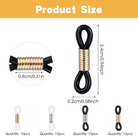 Ymapinc 40 Pack Eyeglass Chain Ends, Eyeglass Chain Connector for Women Adjustable Chain for Glasses Holder Strap Adjustable Eyeglasses Sunglass - Rubber Zinc Alloy