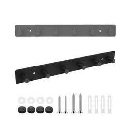 bathiin Coat Rack Wall Mount, Wall Mounted Coat Rack with 6 Heavy Duty Hooks for Bedroom, Bathroom, Kitchen, Living Room, Entrance, Office, Mudroom, Entryway, Black