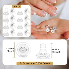 16PCS Earring Backs 18K Gold Locking Secure Earring Backs for Studs, Silicone Earring Backs Replacements for Studs/Droopy Ears No-Irritate Hypoallergenice Earring Backs for Women