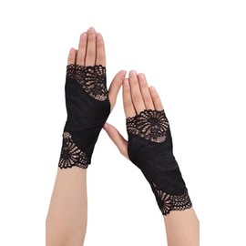 Lamerry Arm Cover, Lace, Arm Warmer, Wrist Sleeve, Gloves, Subculture Type, Y2K, Mine Type, Mass Production Type, Gothic Arm Cover, Sunscreen, UV Protection, Women's, Black, Black