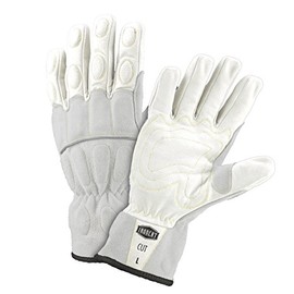 IRONCAT 9076 Grain Buffalo Leather Gloves – White, Medium Foam Padded Back Utility Gloves with Kevlar Lining