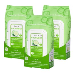 CALA Makeup Remover Cleansing Tissues: Cucumber (60 Sheets) - Gentle, Hydrating, and Effective Makeup Removal for All Skin Types (180 count, Pack Of 3)