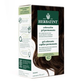 HERBATINT, Coloración Permanente para Cabello en Gel - color CASTAÑO DORADO 4D - 170 ml - Sin Amoníaco - 100% Cobertura de Canas - para Pieles Sensibles - con 8 Extractos Naturales BIO