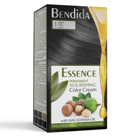 Bendida Permanent Hair Colour - Hair Dye, Red, Brown, Matt Blonde, Black, Ash Blonde, Hair Colours with Macadamia Oil, Hair Dye with Long-Lasting Colour, 120 ml (1 Black)